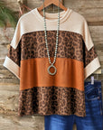 Leopard Patchwork Crew Neck Top