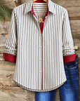 Striped Contrast Cuff Button Down Shirt