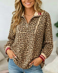Leopard Print Quarter-Zip Babydoll Tunic