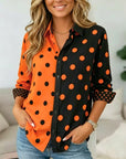 Color Block Polka Dot Button Shirt
