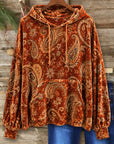 Paisley Print Relaxed Velvet Hoodie