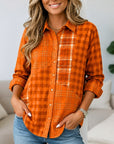 Plaid Patchwork Button Front Shirt