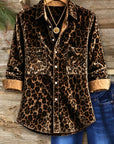 Leopard Print Velvet Button Shirt