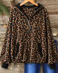 Leopard Print Velvet Hooded Pullover