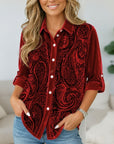 Paisley Print Velvet Flowy Tunic
