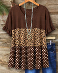Leopard Print Polka Dot Babydoll Top
