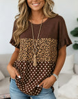 Leopard Print Polka Dot Babydoll Top