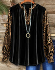 Animal Print Velvet Balloon Sleeve Tunic