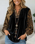 Animal Print Velvet Balloon Sleeve Tunic