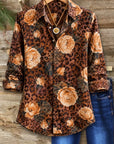 Floral Print Leopard Button-Up Shirt
