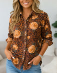 Floral Print Leopard Button-Up Shirt