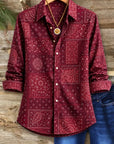 Paisley Print Long Sleeve Button-Up Shirt