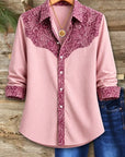 Paisley Print Patchwork Button-Down Shirt