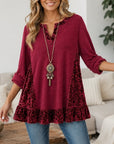 Velvet Patchwork Babydoll Tunic Top