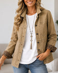 Leopard Cuff Utility Collared Jacket