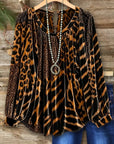 Leopard Patchwork Scoop Neck Velvet Top