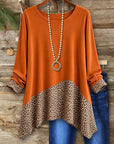 Leopard Patchwork Asymmetrical Tunic Top