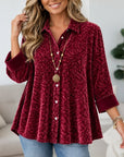 Abstract Print Velvet Button-Up Shirt