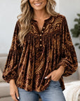 Paisley Print Velvet Babydoll Top