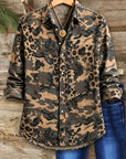 Camo Leopard Patchwork Button-Up Shirt