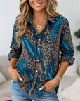 Abstract Animal Print Button Down Shirt