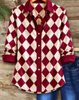Burgundy Diamond Print Button Down Shirt