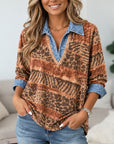 Animal Print Contrast Collar Tunic