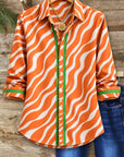 Wavy Stripe Button-Up Shirt