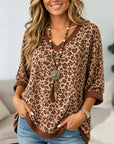 Leopard Print V-Neck Relaxed Tunic Top