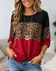 Leopard Patchwork Twist Front Top