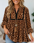 Leopard Print Velvet Babydoll Top