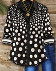 Contrast Dot Print Button Down Shirt