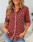 Leopard Print Contrast Polka Dot Button Down Shirt