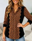 Leopard Print Velvet Patchwork Shirt