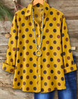 Polka Dot Roll Sleeve Tunic Shirt