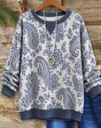 Paisley Print Cotton Fleece Sweatshirt