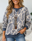 Paisley Print Cotton Fleece Sweatshirt