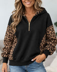 Leopard Patchwork Cotton Fleece Hoodie