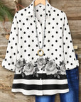 Polka Dot Floral Print Button Tunic