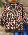 Leopard Floral Print Fleece Sweatshirt