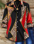 Leopard Paisley Patchwork Button Shirt