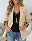 Leopard Cuff Notch Collar Blazer