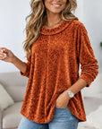 Animal Print Velvet Fold-Over Neck Tunic