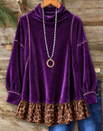 Velvet Leopard Ruffle Hem Babydoll Top