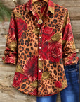 Floral Leopard Print Button-Down Tunic