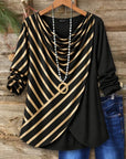 Foil Stripe Cowl Neck Tunic Top