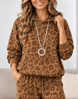 Fleece Leopard Print Hoodie Set