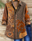 Floral Patchwork Button Tunic Shirt