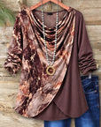Marble Print Cowl Neck Tunic Top