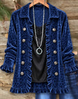 Leopard Velvet Ruffle Trim Jacket